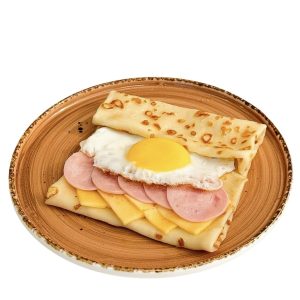 Блин с яйцом, сыром и ветчиной